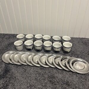 Vtg INOXRIV Set Of 12 Italian Italy Porcelain DEMITASSE ESPRESSO TEA SET Cups